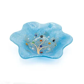 Sospiri Venezia Murano-Glas-Objekttablett mit handgefertigter Baum des Lebens-Dekoration dekorative Schale Wohndekoration Geschenkidee handgefertigt in Italien (19 x 19 cm)