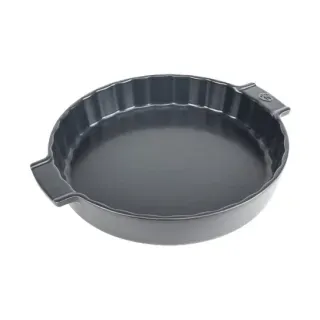 Peugeot Quicheform APPOLIA Keramik rund, 28 cm, Optimale Keramikform mit Seitengriffen für einen sicheren Halt der Speisen, Farbe: schiefergrau