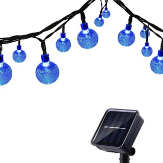Tuokay Solar Lichterkette Außen 6,5m 30 LED 8 Modi Wasserdicht LED Außenlichterkette mit Kugel, Dekorative Beleuchtung für Garten Balkon Pavillon Terrasse Rasen Hof Zaun Deko (Blau)