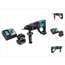 Makita, Bohrmaschine + Akkuschrauber, DHR 202 RT Akku Kombihammer 18 V 2,0 J SDS Plus + 2x Akku 5,0 Ah + Ladegerät (Akkubetrieb)