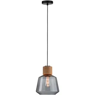 Paulmann Elia 1-flg. 21 cm rund schwarz/rauchglas/kork