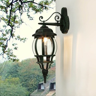 Licht-Erlebnisse Rustikale Außenleuchte Wand, Aussenleuchte, Aussenleuchten Hauswand, Schwarz Grün, H:54 cm, IP44, E27, Lampe Terrasse Außen, Hoflampe außen