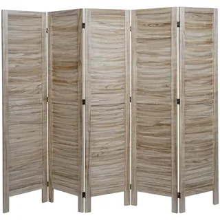 MCW Paravent MCW-G30, Trennwand Sichtschutz Raumteiler, Shabby-Look 170x200cm hellbraun