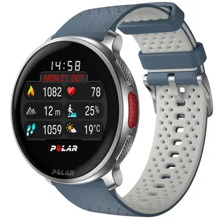 Polar Vantage V3 BT 51 mm Aluminiumgehäuse silber Silikonarmband blau L