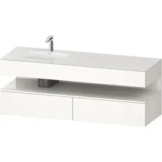 Duravit Qatego Einbauwaschtisch mit Konsolenwaschtischunterbau, 1600x550x600mm, Nische Weiß Hochglanz, Becken links, QA4795022, Farbe: Weiß Hochglanz/mit Nischenbeleuchtung