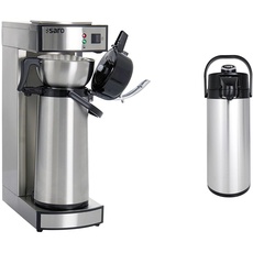 Saro 317-2085 Thermo Kaffeemaschine mit Korbfilter und Thermoskanne Industriekaffeemaschine mit Pumpkanne (2,2 Liter, ca. 10 Tassen Kaffee), Silber, 1.8 liters & 317-2076 Isolierpumpkanne S/S, 2,2 L