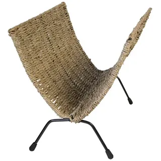 Homestyle4u Zeitungsständer Seegras, Metall schwarz , Braun , Naturmaterialen , 37x33x22 cm , Wohnzimmer, Kleinmöbel, Zeitungsständer