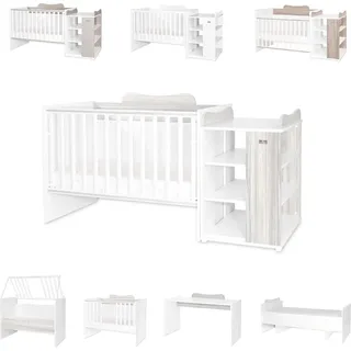 Lorelli Babybett Multi, Jugendbett, Schreibtisch, Wickeltisch, mehrfach umbaubar grau - Grau
