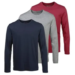 MAN'S WORLD Langarmshirt »neue Farbe !« 3er-Pack, Langarm, unifarben, aus Baumwolle, im 3er-Pack, bunt