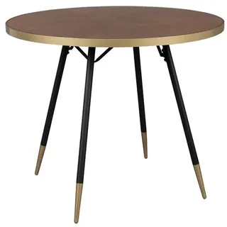 Drawer - Runder Esstisch für 2 Personen aus Holz und Metall - Dunkles Holz - Braun