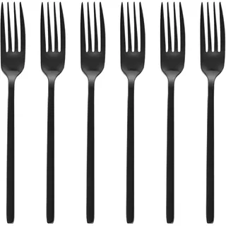 GRÄWE Tafelgabeln, Menügabeln, Gabeln, 6 Stück, Besteck Set, spülmaschinengeeignet, Edelstahl titanbeschichtet, schwarz, modern, Serie Lissabon