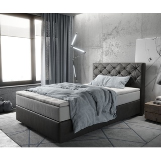 DeLife Boxspringbett Dream-Great 120x200 cm Mikrofaser Anthrazit Vintage mit TFK Matratze und Visco Topper, - Grau