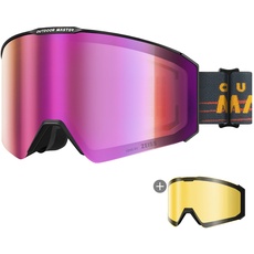 OutdoorMaster Falcon Ski Goggles Lens by ZEISS, OTG Snowboard Goggles Anti-Fog, Magnetic Interchangeable Lens, Schneebrille für Männer & Frauen, Hydro Rosa Vlt 21%