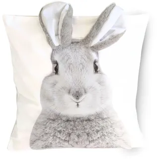 Bada Bing Osterdeko Kissenhülle 3D Dekokissen Hase mit Schlappohren - Sofakissen Bezug in 40x40 cm Deko - Kissen mit Osterhase und Hasenlöffel - Couchkissen Zierkissen fürs Wohnzimmer Schlafzimmer
