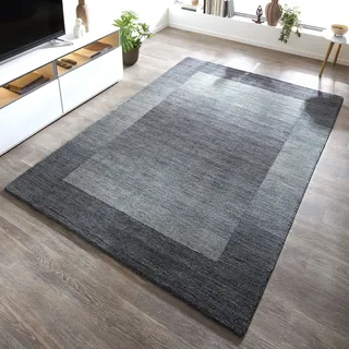 THEKO Wollteppich THEKO "Gabbeh Super, Handweb, auch als Läufer erhältlich reine Wolle" Gr. 7, grau (grau, blau), B:240cm H:9mm L:340cm, Wolle, Teppiche, Schlafzimmer, Wohnzimmer, Esszimmer, auch als Läufer und Bettumrandung