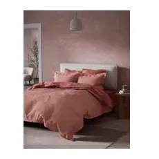 M&S X Fired Earth Jaipur Ridhi Pure Cotton Jacquard Bedding Set - Dusty Cedar, Dusty Cedar - 6FT