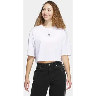 T-Shirt ADIDAS ORIGINALS "ESSENTIALS CROP", Damen, Gr. L, weiß, Obermaterial: 100% Baumwolle, normal, Rundhals, Shirts T-Shirt, mit Rundhalsausschnitt, ohne Verschluss, in normaler Länge