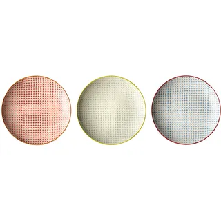 Bloomingville Teller Carla, rot blau grün, Keramik, 3er Set, 25 cm