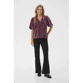 Kurzarmbluse KAFFE "Damen Kurzarm-Bluse KAelva", Damen, Gr. XS, rot (tulipwood), Obermaterial: 95% Polyester Pol. recyc.. 5% Elasthan EL., Blusen Kurzarmbluse