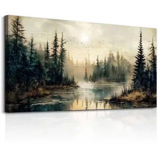JHHUAMO Leinwandbild Groß 73x146 cm XXL, Modernes Wohnzimmerdekorgemälde mit Bergblick, Wanddeko Schlafzimmer Gemälde Desktop Badezimmer Büro Zimmer Esszimmer