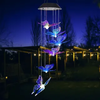 ZVO Schmetterling Solar Windspiel Garten - Solar Schmetterlinge für außen Hängend, Balkondeko Hängeleuchte für Mama Oma Kind - Mehrfarbig