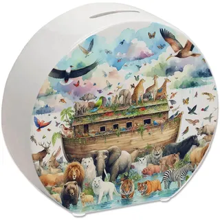 speecheese Spardose Arche Noah Schiff der Rettung Biblische Flut | Religiöses Symbol Tierpaare an Bord Sparen mit Glauben
