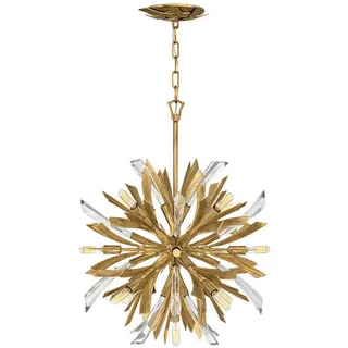 Elstead Lighting Hängeleuchte , Goldfarben , Metall, Glas , 75.4 cm , Grüner Punkt, RoHS , höhenverstellbar , Lampen & Leuchten, Leuchtenserien