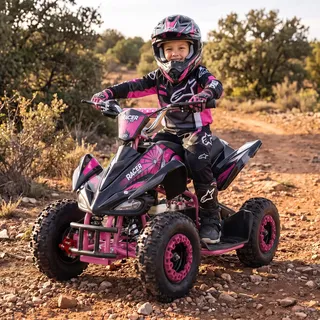 Actionbikes Motors Kinder Quad Elektro ATV Racer (Schwarz/Pink) | 36 Volt 1000 Watt Motor bis 24 km/h | Kinderquad | Pocket Quad | Safety Touch Fußschalter | Für Kinder ab 8 Jahren
