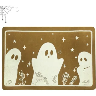 Halloween Fußmatte, Gruselige Geister Fussmatte Halloween Deko Teppich mit Leuchteffekt Im Dunkeln, 40 X 60 Cm, Rutschfest, Verschleißfest, für Badezimmer, Balkon, Küche, Terrasse und Raumdekoration