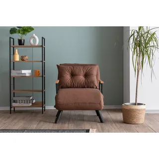 Hanah Home, Sando Single - Light Brown, 1-Sitzer-Schlafsofa, 100 % METALL, Hellbraun, 175 x 60 cm - Hellbraun