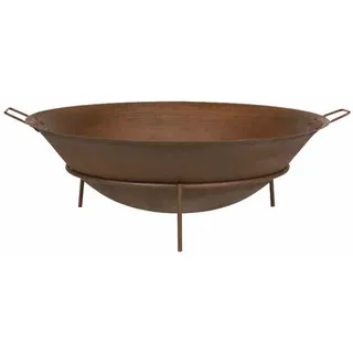 FEUERSCHALE „Rusty“ Korb Metall Party Garten Holz verbrennen Wärme 61cm Stahl