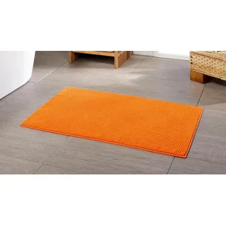 Gözze Badematte »Chenille« Höhe 15 mm rutschhemmend beschichtet fußbodenheizungsgeeignet Badteppich, Uni Farben, besonders weich durch Microfaser, waschbar, orange