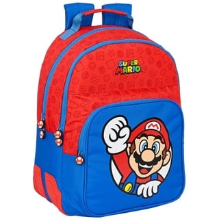 Super Mario Safta Unisex Kinder 612108773 Doppelter Rucksack, 32 x 42 x 15 cm, bunt