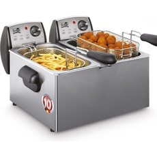 Fritel FR 1850 DUO Double Stand-alone Deep fryer Stainless steel, Fritteuse, Silber