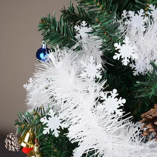 5 Stück 2m Weihnachtsgirlande, Weihnachtsbaum Lametta Girlande Weiß, Girlanden für Festlichkeiten, Girlande Weihnachten, Lametta Girland Weihnachten, Metallisch Girland Weihnachtsbaum, Weihnachtsdeko