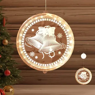YeahBoom LED Fensterlicht Weihnachten Muster Acryl 3D Weihnachtsdeko Hängende Beleuchtung Batteriebetrieben für Fensterdekoration Weihnachtsfeier Innen und Außen
