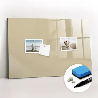 Tulup Magnettafel 60x40 Beige schwarzer Marker , Sandfarben , Glas , 60x0.4x40 cm , Bilder & Rahmen, Pinnwände & Magnettafeln