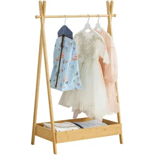 [en.casa] Garderobenständer Sola , Naturfarben , Holz , Bambus , 73x126x42 cm , Garderobe, Garderobenständer