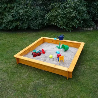 Promadino Holzsandkasten Tessa 140 cm x 140 cm mit Abdeckhaube orange