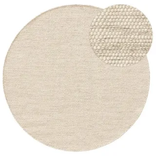 benuta Pure Wollteppich Rocco - Creme 200 cm Rund - Handgewebt - Im Style: Wolle, Uni, Boho, Hygge & Cozy, Minimalistisch - Pflegeleicht für Wohnzimmer Schlafzimmer