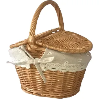 Picknickkorb,Rattan Aufbewahrungskorb,Weidenkorb mit Griff,Rattan Korb mit Griff,Rattan Obstkorb