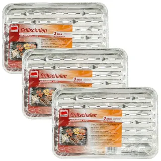 quickpack Grillschalen 3 x 3 Stück Alu schale 34x22,5cm Grillzubehör eckig