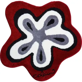 Grund Badteppich , Rot , Textil , Blume , rund , Oeko-Tex® Standard 100, Made in Europe , rutschfest , Heimtextilien, Badtextilien, Badematten