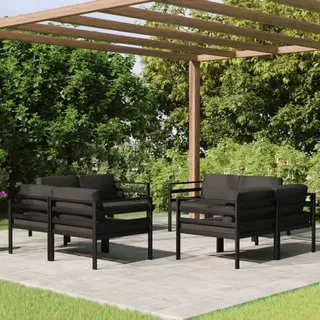The Living Store 8-tlg. Garten-Lounge-Set mit Kissen Aluminium Anthrazit - Grau