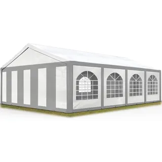TOOLPORT Partyzelt 5 x 8 m inkl. Seitenteile Grau/Weiß
