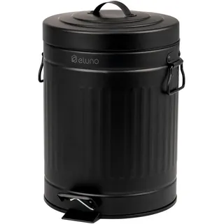 eluno Kosmetikeimer Treteimer Vintage, 5 Liter, aus Metall, schwarz , Schwarz , 21x30.5x21 cm , Badaccessoires, Abfalleimer