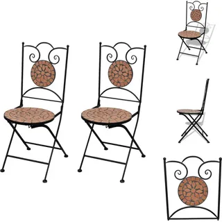 vidaXL Bistrostühle 2 Stk. Klappbar Keramik Terrakotta - Gartenstühle - Braun