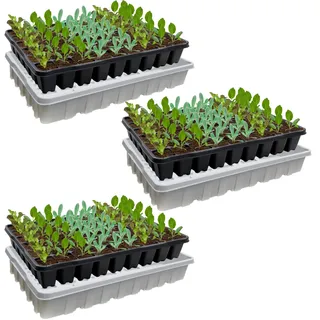 KRONLY Anzuchtsplatten 3 Stück mit Untersetzer 162 Pflanzlöchern - Saatplatte für Anzucht Außenbereich