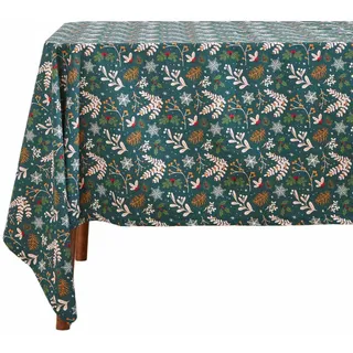 Homescapes Weihnachtstischdecke Weihnachtswald grün 137/229 cm, 100% Baumwolle , Grün , Textil , Rechteckig , 137x228 cm , Oeko-Tex® , Heimtextilien, Wohntextilien, Tischwäsche, Tischdecken