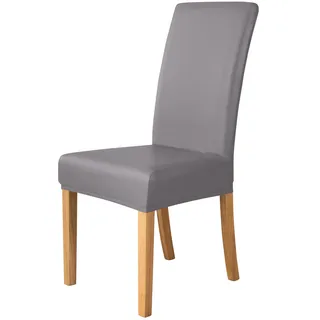 iEventStar Stuhlhussen Kunstleder PU Leder Lederoptik Wasserdicht Stuhlbezüge Sitzfläche Stuhlbezug (Grau, 4)